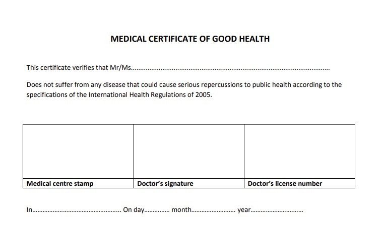 medical certificate of good health
