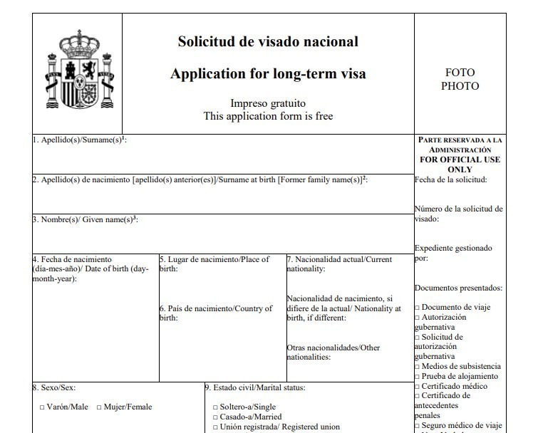 spain non lucrative visa application form uk