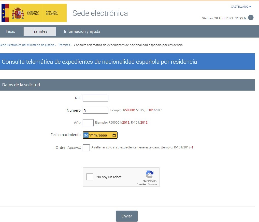 spanish nationality tracking online
